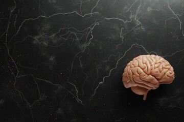 Poster - Human brain superimposed over a dark, abstract cosmic backdrop with glowing neural paths