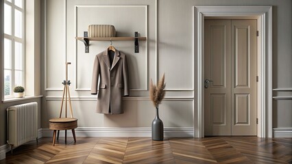 Poster - Stylish hall interior with coat rack and door, stylish, hall, interior, coat rack, door, modern, design, home decor