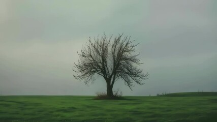 seasonal change, weather or climate animation concept. timelapse lonely tree spring, summer, autumn 