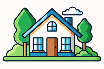 Sticker - Home icon color design vector