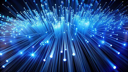 Wall Mural - Blue fiber optic lights creating a starry night sky effect , futuristic, background, abstract, technology, illuminated