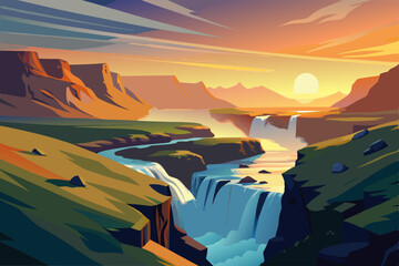 Poster - Beautiful landscape of vector illustration