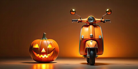 Canvas Print - Halloween scooter for festive decoration on background, front view, Halloween, scooter,decoration, festive, front view, spooky