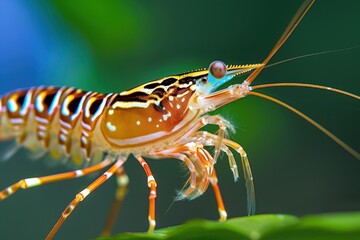 Wall Mural - Exquisite Macro Image of Brown Bamboo Shrimp Showing Delicate Patterns and Legs in Natural Light