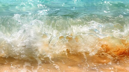 Canvas Print - Ocean Waves Crashing on Sandy Beach