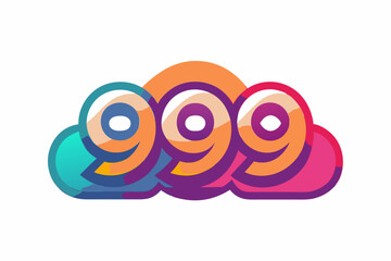 Wall Mural - 999 Number logo design vector modern colorful