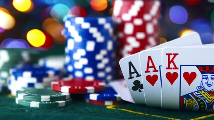 Eye-catching online casino promotion, featuring poker cards in action, sleek graphics, and engaging internet gambling visuals, inviting players to participate