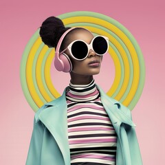 Wall Mural - a woman wearing headphones and a jacket