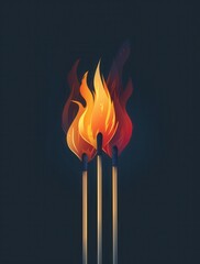 Sticker - two matches are lit with a flame on them