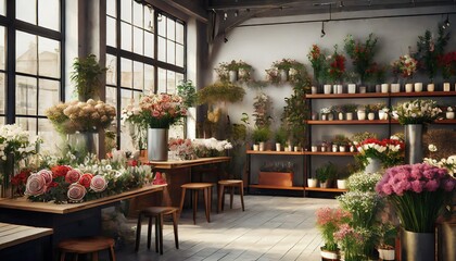 Poster - flower shop in the garden