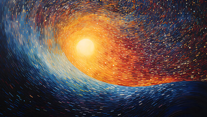 Cosmic Wind - Painting, Background, Wallpaper, Dot Art, Abstract, Impressionism, Colorful