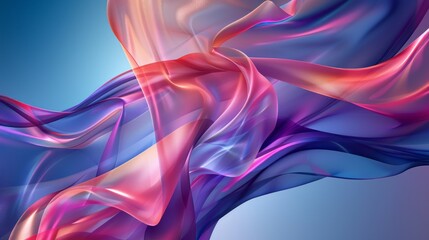 Wall Mural - A colorful, flowing piece of fabric with a blue background