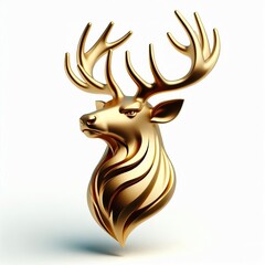 Wall Mural - A 3D Gold stylized of Elk head with Eyebrow raised