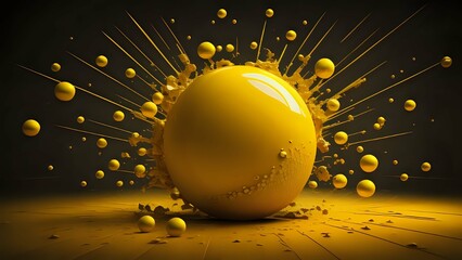 Abstract yellow sphere background illustration. AI generated