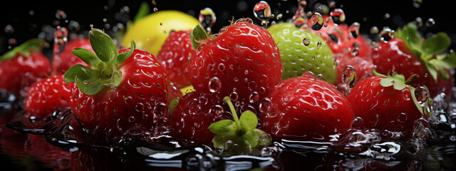 Poster - Fresh Strawberries with Water Droplets High Resolution