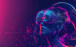 © Curioso.Photography - Futuristic digital artwork of a woman wearing VR goggles with neon effects.
