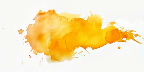 Wall Mural - Splash of yellow and orange paint on a white background. The colors are bright and vibrant, creating a sense of energy and excitement. The splatter effect gives the impression of movement