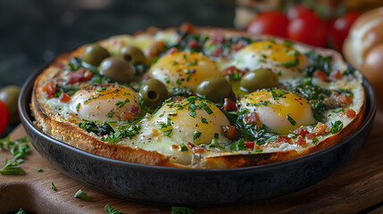 Poster - Savory Baked Eggs in Spinach and Tomato Skillet