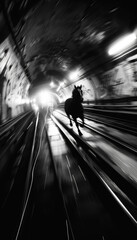 Poster - horse running in Tube tunnel