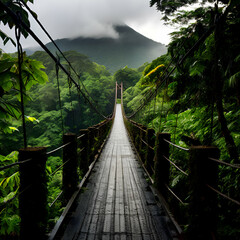 Poster - wooden bridge in the forest