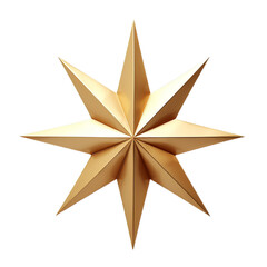golden eight-pointed star with a symmetrical design, perfect for festive decorations and creative pr