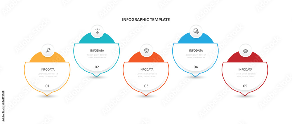 Design template vector infographic with icons and 5 step or option ...