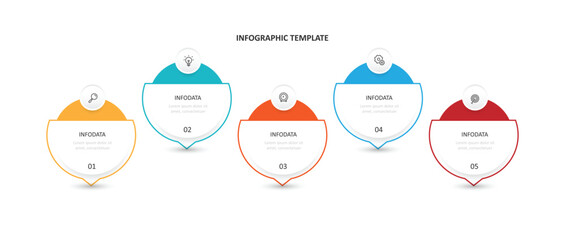 Fototapete - Design template vector infographic with icons and 5 step or option 
