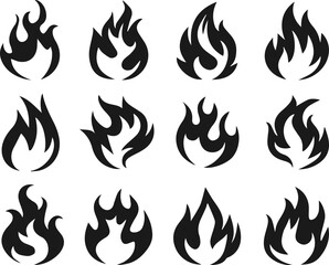 Wall Mural - set of fire flames