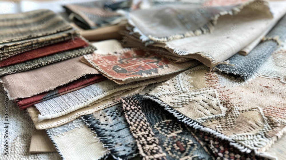collage of fabric swatches and mood images, showcasing the diverse ...