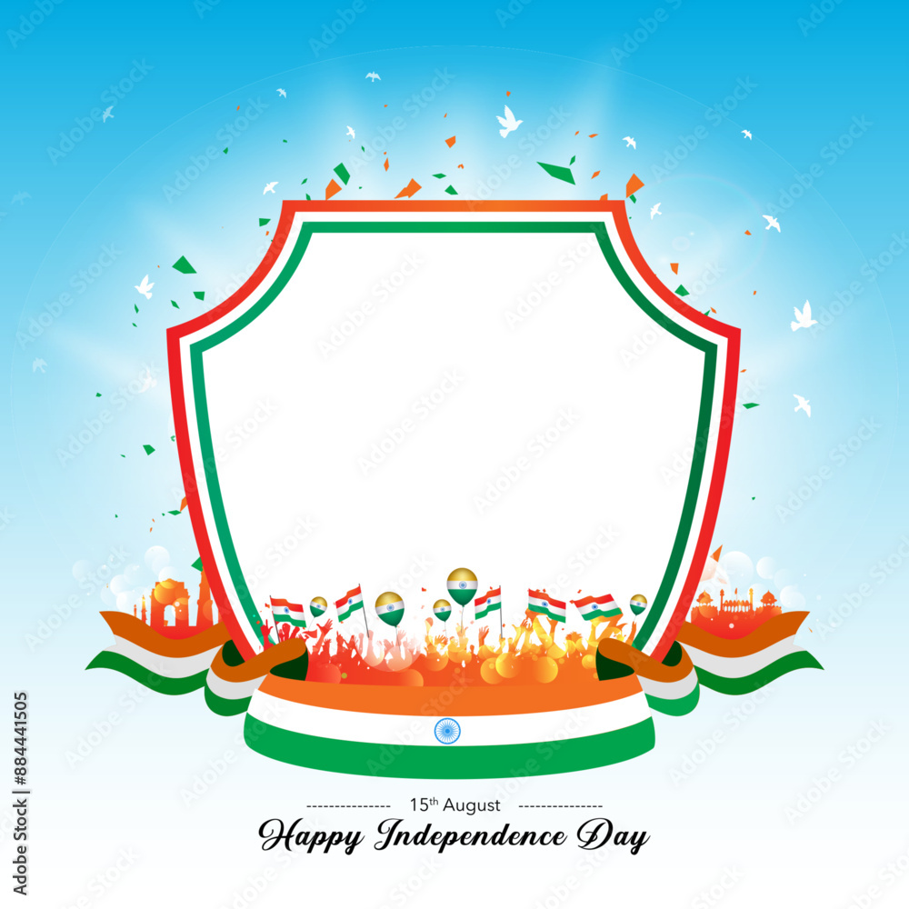 Wishes card for india Independence day. greeting template design. Stock ...