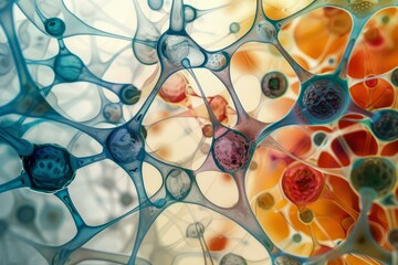 Poster - 3d illustration depicting colorful interconnected neurons, symbolizing brain activity or synaptic connections