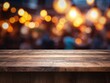 © Дмитрий Бабенко - Wooden tabletop in a warmly lit evening setting
