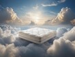 © Дмитрий Бабенко - A white mattress floating among fluffy clouds in a sunny sky