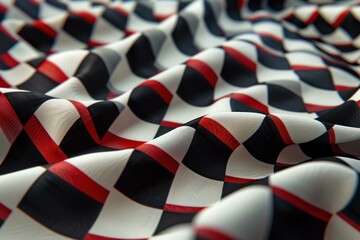 Aufkleber - sinuous textured surface with alternating red, white, and black stripes, mesmeric and detailed