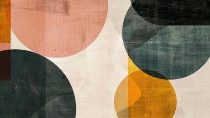 Wall Mural - Geometric abstract design featuring basic shapes and forms in a subtle color palette