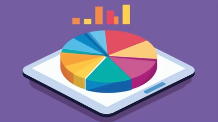Leinwandbilder - A pie chart infographic on a tablet screen, illustrating demographic survey results.