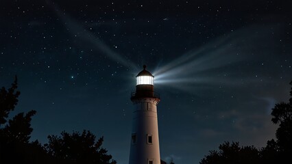 Wall Mural - lighthouse in the night