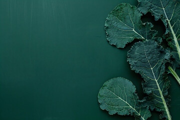 Canvas Print - Green Kale Leaves on Green Background.