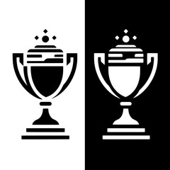 Trophy Silhouette set vector black and white Inverted Colors