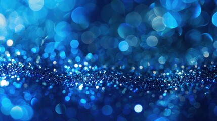 sapphire glitter bokeh background. unfocused shimmer royal blue sparkle. crystal droplets wallpaper