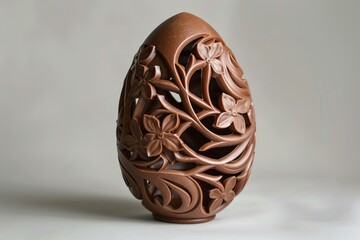 Sticker - Exquisite handcrafted chocolate easter egg featuring an intricate floral pattern