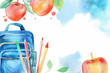 © wilddrago - Watercolor back to school card background frame image