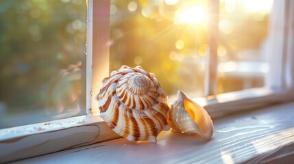 Canvas Print - Beauty of a seashell by the window