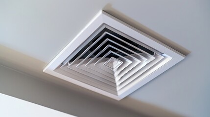 Illustration of a home room ceiling ventilation system featuring a modern interior air vent