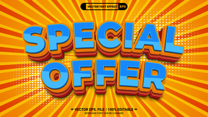 Poster - Special offer sale advertising editable 3d vector text style effect template
