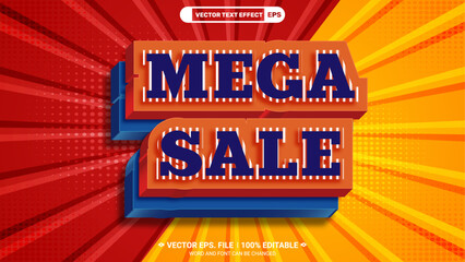Poster - Mega sale double layer modern 3d editable vector text style effect for sale advertising