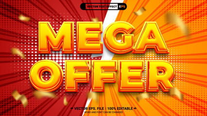 Poster - Mega offer sale discount 3d editable vector text style effect for sale advertising