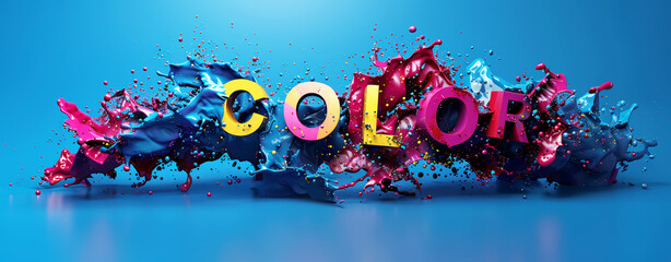 Wall Mural - Vibrant paint splash effect with the word 