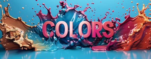 Wall Mural - Vibrant paint splash effect with the word 