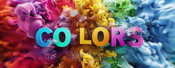 Wall Mural - Vibrant paint splash effect with the word 
